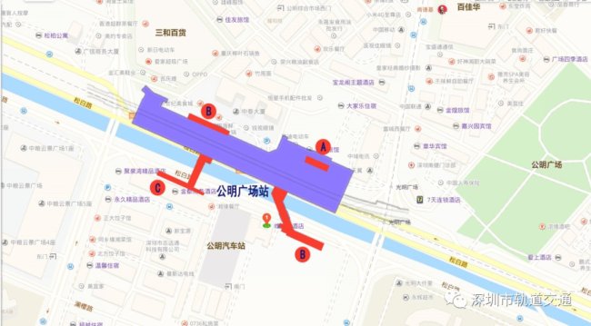 深圳地铁6号线公明广场站位置在哪?(附出入口详情)