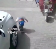 1岁幼童独自一人跑上道路发生碰撞 交警提醒