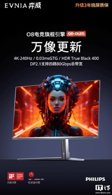 飞利浦推出“32M2N8800P”32 英寸显示器：4K 240Hz + 双扬，5999 元