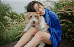 倪妮短发造型搭配精致饰件 抱着小狗松弛治愈