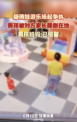 男孩游乐场内被女子踢倒 男孩妈妈：孩子轻微脑震荡软组织挫伤已报警