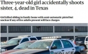 美国女童玩枪打死姐姐 目前尚不清楚是否会就该枪击事件提出任何指控