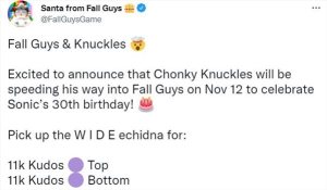 《糖豆人》联动《索尼克》 纳克鲁斯皮肤明日上线