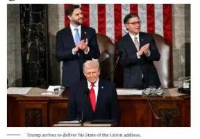 特朗普国情咨文现场遭喝倒彩 民主党议员激烈回应