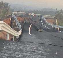 海南博鳌一道路还未投入使用即坍塌 初步判定地基问题所致