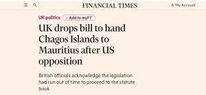 为何美国一反对 英国就暂停查戈斯群岛主权移交？