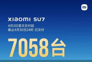 4月小米SU7已完成交付7058台 女性车主占28%