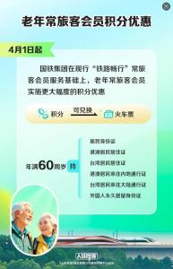 老年旅客兌換火車票將享更多優(yōu)惠 積分增至15倍