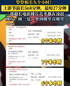 上影節(jié)最長影片超9個半小時 網(wǎng)友：睡一覺夢到哪里看哪里吧