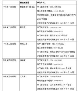 中央第六輪巡視組已進駐15省區(qū)市 公布聯(lián)系方式