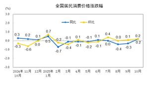 10月份居民消费价格同比上涨0.2% 食品价格下降显著
