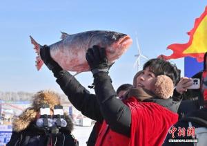 吉林查干湖头鱼拍出1699999元 冬捕奇观引关注