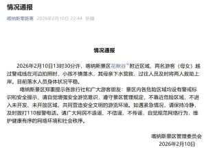 景区通报一对母女落入冰河 游客合力救援成功