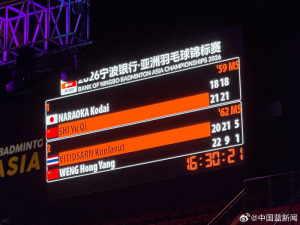 石宇奇两局淘汰奈良冈功大 59分钟速胜晋级