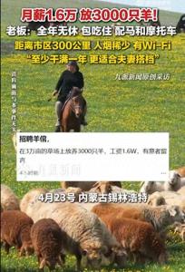 月薪1.6万招人放羊企业还没招到人 高薪难觅耐寂寞者