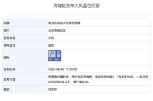 北京2區(qū)發(fā)布大風藍色預警 雷雨云團影響請注意防范