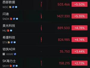 美股存储芯片反弹 半导体股全线走高