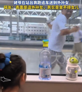 “短短几秒 怎么看着笑着就哭了”！姥爷在站台奔跑追车送别外孙女