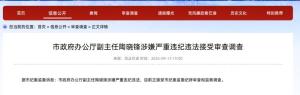 重庆市政府办公厅副主任陶晓锋被查 涉嫌严重违纪违法