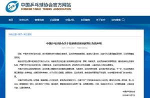 乒协将推动建立赛场禁入名单制度 维护赛场秩序与尊严