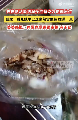 夫妻俩割麦到深夜儿媳送熟食果蔬 温情暖意治愈人心