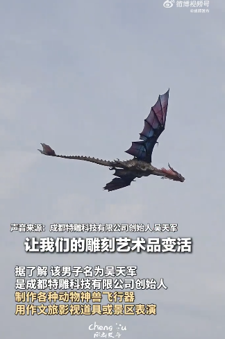 成都男子自制神獸飛行器 創(chuàng)意作品引發(fā)熱議