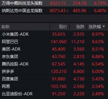 阿里巴巴大漲超8% 中概股領漲市場