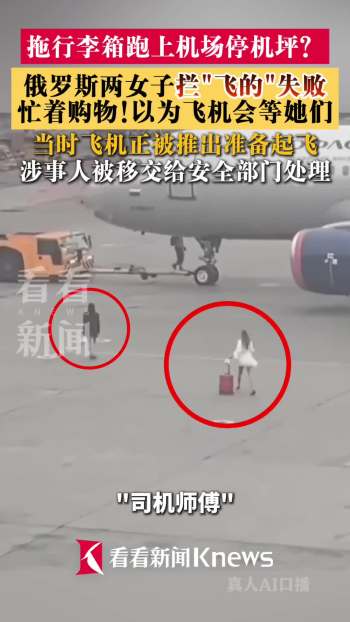 莫斯科两女子停机坪拦机 误机乘客惊险一幕