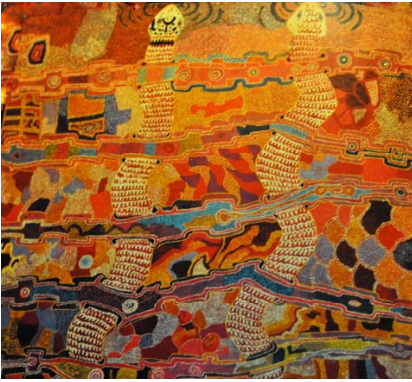        ▲图三Stewart Davies《吃帢朴帢朴的水蛇》布面丙烯1991年（Talpu talpu warnampi Acrylic polymer on15-18oz canvas,1991）