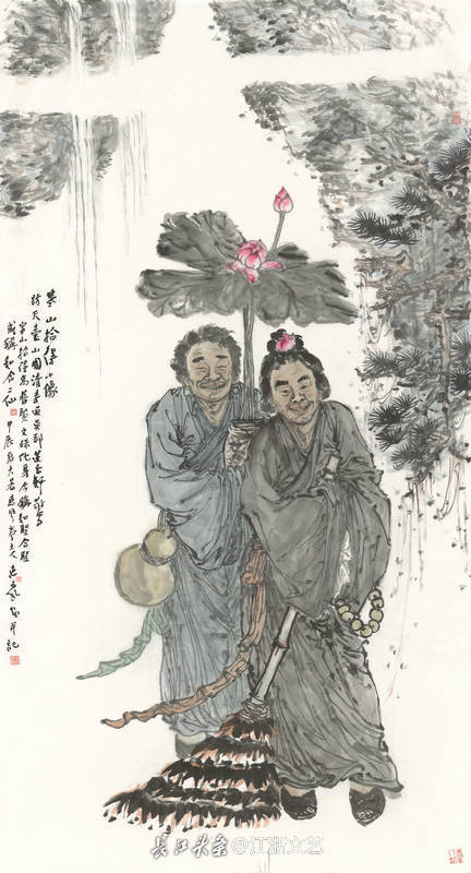 徐惠泉《寒山拾得图》 | 笔端绘智慧与禅意，心中留慰藉和启迪