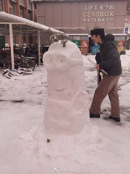 哈哈哈！你的家乡下雪了吗？堆雪人还是得看美院