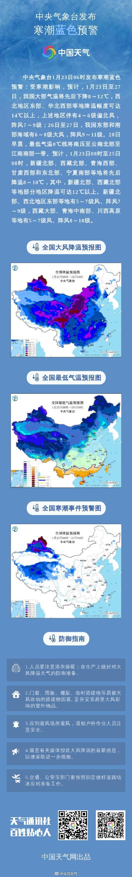 中央气象台发布今年首个寒潮预警