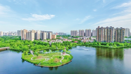 临汾市涝洰河生态公园：绿意盎然 景色如画