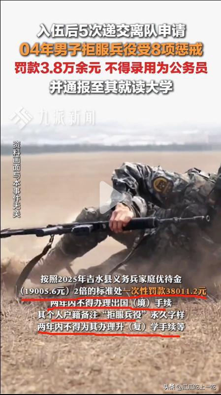 04年男子拒服兵役被罰3.8萬 拒服兵役受重罰