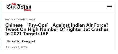 看推特账号梳理印军坠机，印媒：对印军心理战！