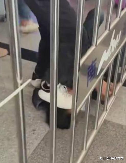 男子被前方男子放倒用脚踩头 公共安全岂能儿戏