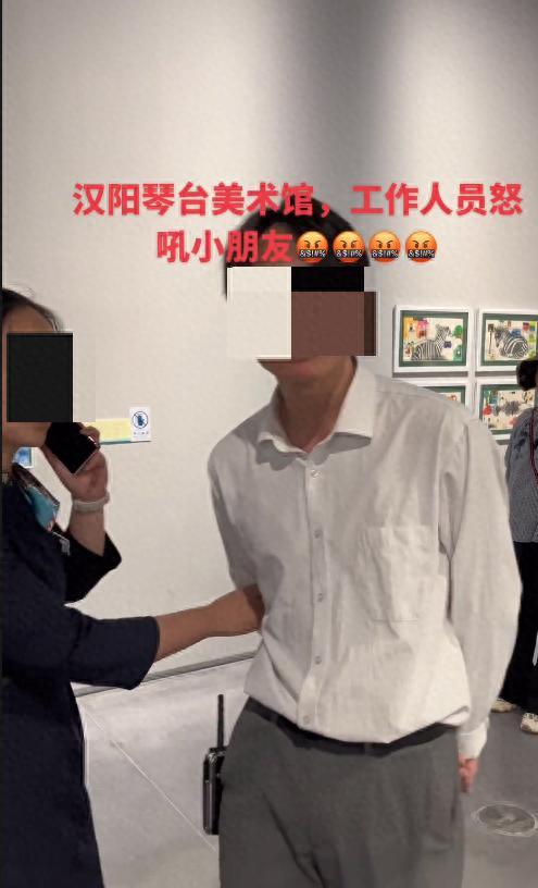 孩子在武汉美术馆触碰展品遭怒吼，工作人员回应：从未要求员工道歉
