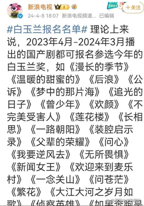 你期待哪部电视剧入围白玉兰奖 十大口碑力作前瞻