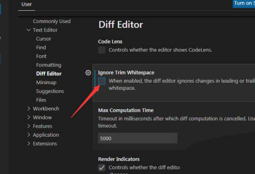 Visual Studio Code忽略修剪空白怎么实现