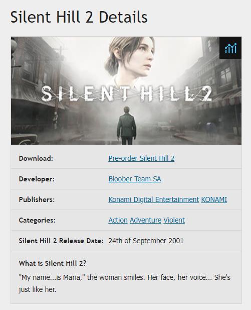 传闻：《寂静岭2：重制版》将于2024年3月21日发售