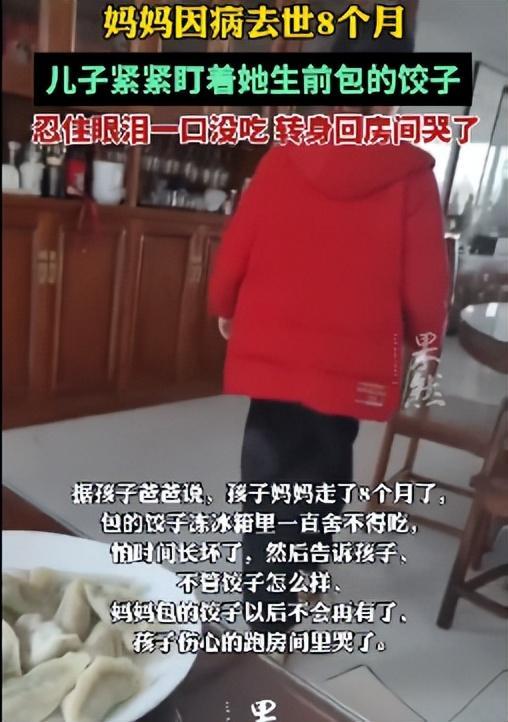 男孩盯着妈妈去世8个月留下1盘饺子 忍不住跑回房间哭了