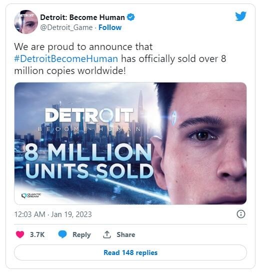 《底特律：化身為人》銷量突破800萬套
