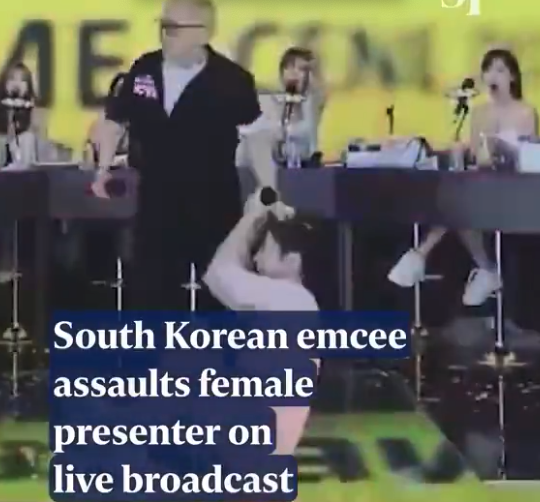 韩国一档节目中男主持人当众殴打女主持人