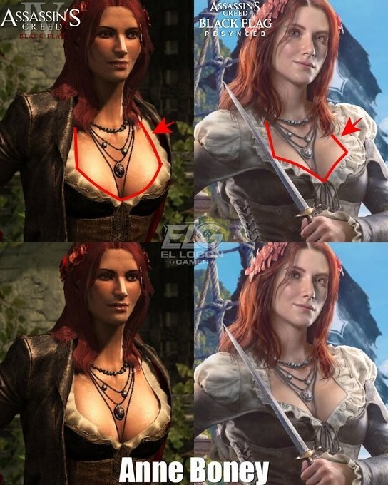 小了！ 玩家抱怨《刺客信条：黑旗》重制版安妮大雷遭削弱