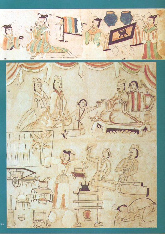 《死后的飨宴》，吐鲁番市阿斯塔那古墓出土， （印度新国立博物馆收藏）