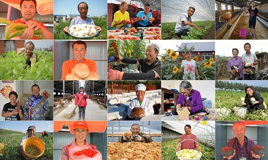 拼版照片：这是黑龙江省20余个市县的部分建档立卡户在自己受益的扶贫产业中面露笑容（拍摄时间为2020年7至10月）。