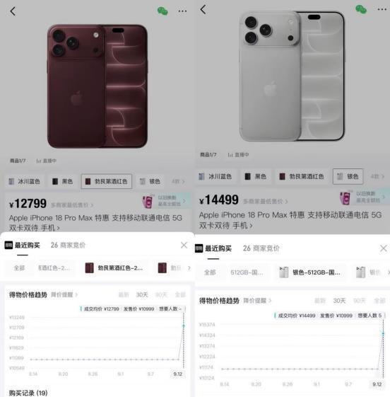 勃艮第酒红色版本成交数量最多 256GB型号最受欢迎