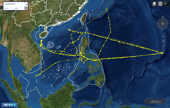 图7 2021年美海军“玛丽·希尔斯”号海洋测量船活动轨迹图