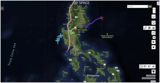 2022年4月4日，两架美商业外包服务商飞机，两支“高空气球”，一架“鱼鹰”在菲律宾上空活动。（图片来源：觅熵科技）