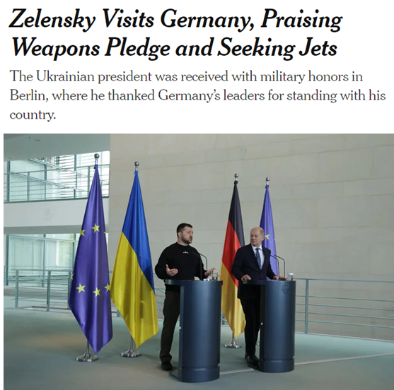 乌总统访德再要战机 同时希望借助德国在欧洲的影响力推动乌克兰早日加入欧盟和北约